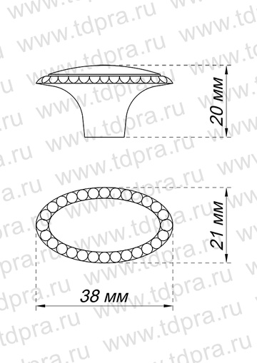 Ручка-кнопка ст.латунь WP1148.04.200 (Изображение 2)