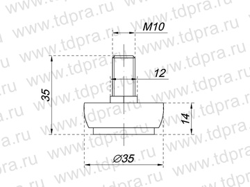 Ножка металлическая с винтом на резьбе М10 R13M.300G01  (Изображение 2)