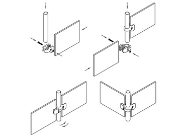 Крепеж для панелей из ДСП и стекла двухсторонний поворотный R52, хром  (Изображение 3)