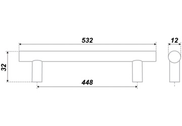 Ручка-рейлинг 448мм сат.хром RR002 SC5/448 (Изображение 2)