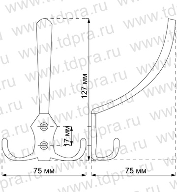 Крючок трехрожковый хром WР59.150 G2  (Изображение 2)