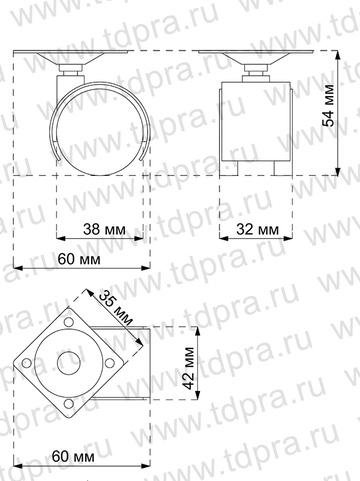 Опора колесная на площадке d40 (открытая) (Изображение 3)