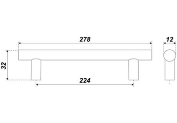 Ручка-рейлинг 224мм, хром, R0240/224 RR002 CP5/224 (Изображение 2)