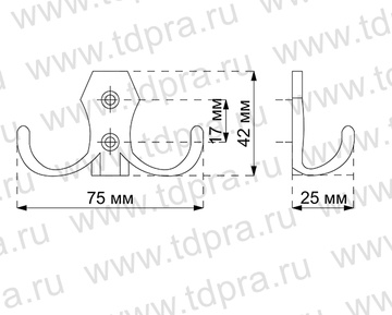 Крючок двухрожковый хром WР 89 G2 (Изображение 2)