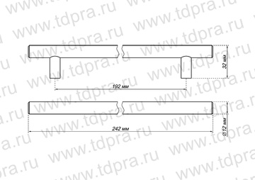 Ручка-рейлинг 192мм хром ADT01-12мм РС (Изображение 2)