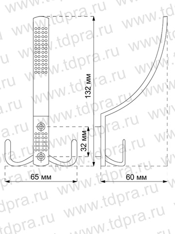 Крючок трехрожковый хром Z355 (Изображение 2)