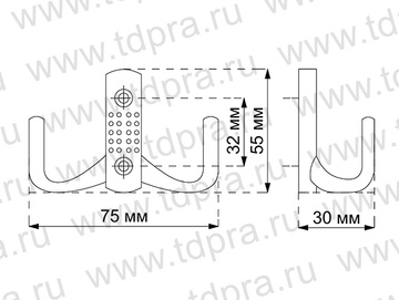 Крючок двухрожковый стар.золото Z341/300  (Изображение 2)