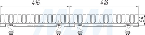 Размеры пластиковой базы под мойку для корпуса с шириной фасада 900 мм (артикул 41.10.090.160.SET), схема 3