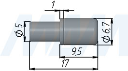 Размеры полкодержателя в пластиковом чехольчике для стеклянных полок (артикул PK5,0X16B+К)