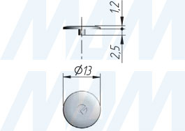 Размеры заглушки для стяжки TARGET J10 под плиту 25 мм (артикул 21893000AB)