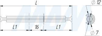 Размеры штока для эксцентрика, двустороннего, со съемным фиксатором, 33 мм (артикул TE41)
