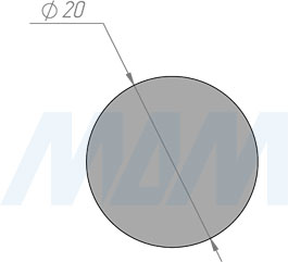 Размеры самоклеящейся заглушки, диаметр 20 мм 
(артикул 20-HD, 20-HM, 20-NC)