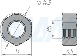 Размеры шестигранной гайки M8 (артикул N M8 B)