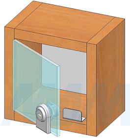 Установка поворотного замка со сверлением для 1-ой стеклянной двери (артикул 410-4), схема 3