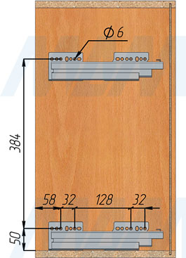 Установка двухуровневой корзины ROUND (бутылочницы) для верхнего яруса кухни, ширина фасада 150 мм (артикул EPQGMSL152DXC и EPQGM152SXSCGM), схема 2