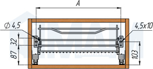 Установка одноуровневой корзины с боковым креплением с плавным закрыванием  (артикул CCTGMSL2...PFCSI), схема 3