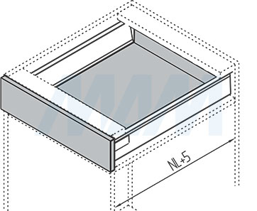 Размеры дна и задней стенки для стандартного ящика M-TECH (артикул MT.S), чертеж 2
