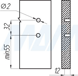 Присадочные размеры для фасада при установке ящика LS BOX высотой 88 мм (артикул LS88)