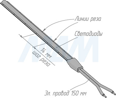 Монтаж и резка светодиодной ленты LUX COB, основание 5 мм, 504 диодов, 24V, CRI 90, IP20, 6W/1м (артикул LS24-COB-20-6-SL)