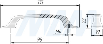 Размеры ручки-скобы с межцентровым расстоянием 96 мм (артикул BH.11.096)