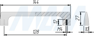 Размеры ручки-скобы с межцентровым расстоянием 128 мм (артикул BH.09.128)